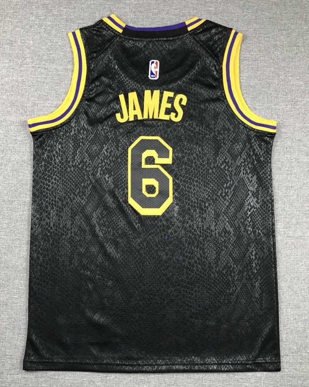 Los Angeles Lakers Black #6 Kids NBA Jersey-1380