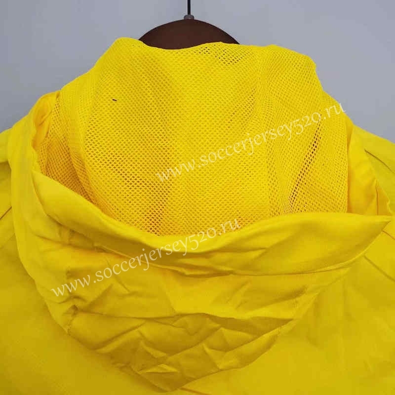 2021-2022 Brazil Royal Blue&Yellow Thailand Soccer Trench Coats With Hat-WD