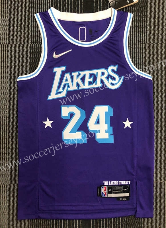 City Edition 21-22 75th Anniversary Los Angeles Lakers Purple #24 NBA Jersey-311