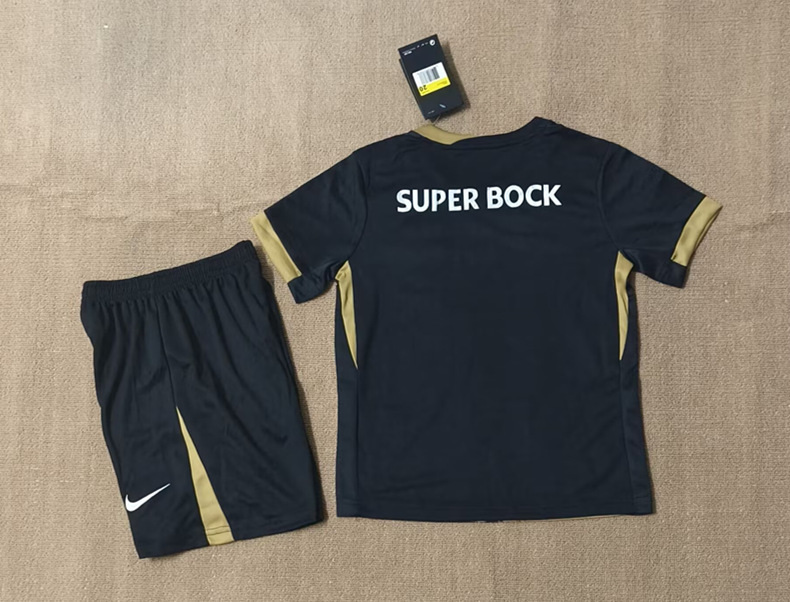 2024-2025 Sporting Clube de Portugal 2nd Away Black Kid/Youth Soccer Uniform-4714