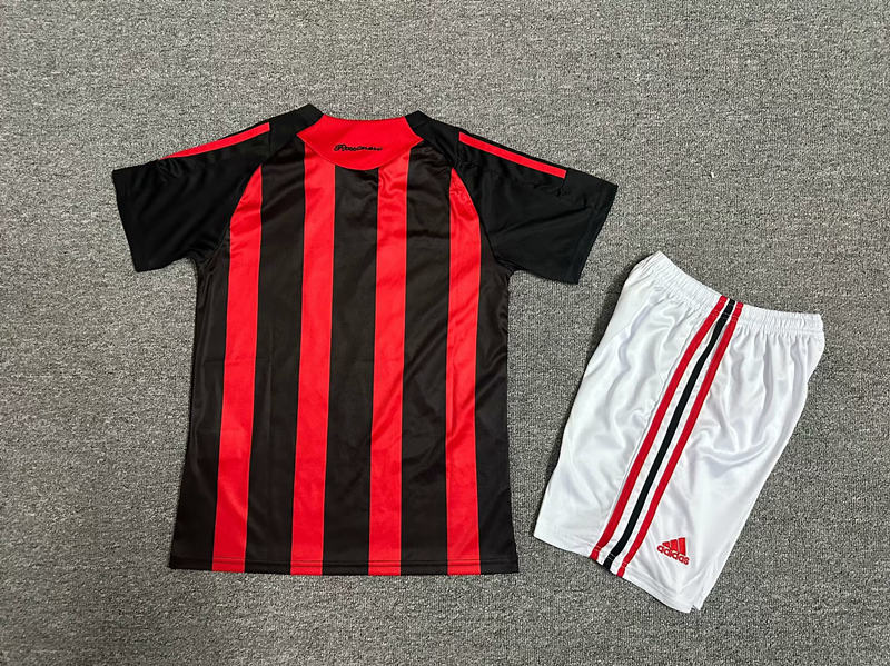 Retro Version 08-09 AC Milan Home Red&Black Kids/Youth Soccer Uniform-7809