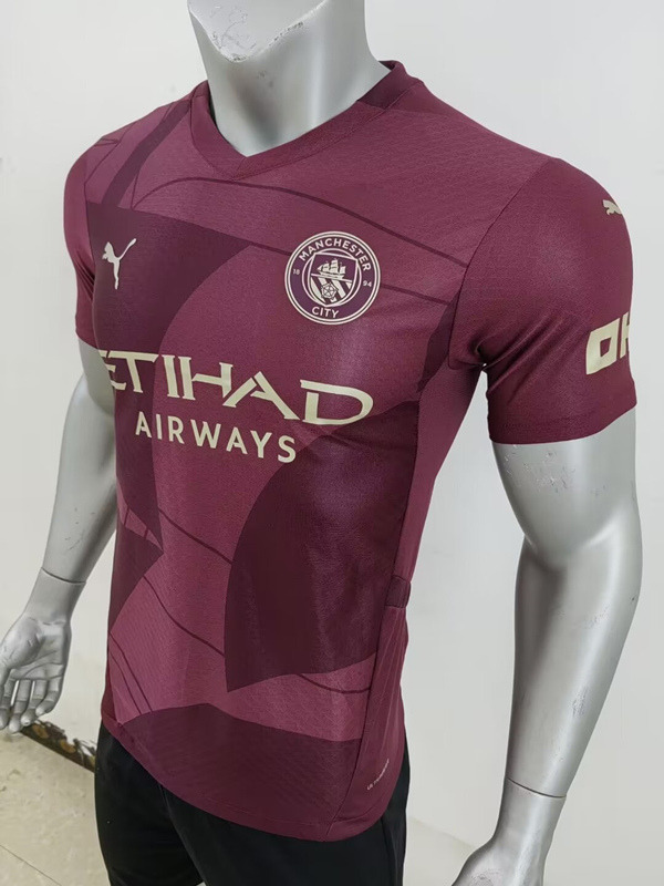 Player Version 2024-2025 Manchester City 2nd Away Dark Red Thailand Soccer Jersey AAA-7959