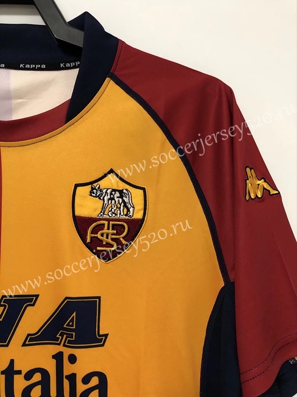 Retro Version 00-01 Roma Home Red&Yellow Thailand Soccer Jersey AAA-811
