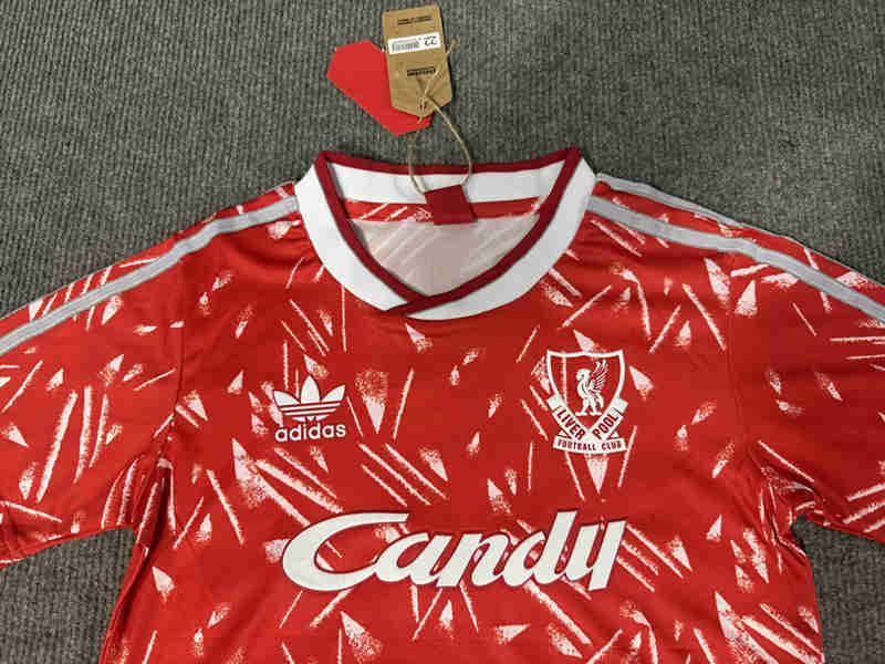 Retro Version 89-91 Liverpool Home Red Kids/Youth Soccer Uniform-6748