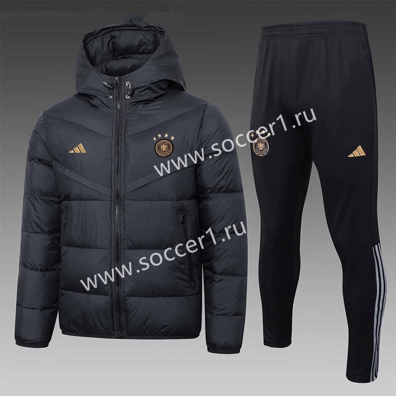 2023-2024 Germany Black Cotton Suit With Hat-815