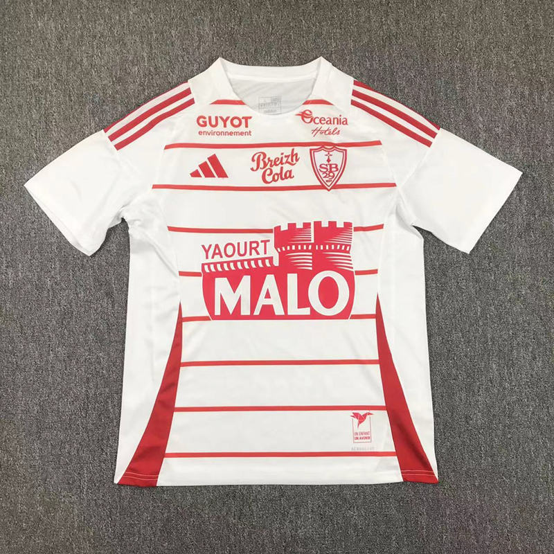 2024-202 5Stade Brestois 29 Away White&Red Thailand Soccer Jersey AAA-417