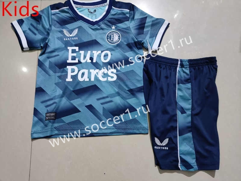 2023-2024 Feyenoord Rotterdam Away Blue Kid/Youth Soccer Uniform-507