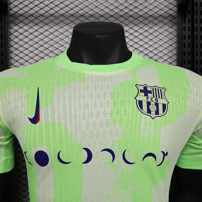 Player Version 2024-2025 New Sponsor Barcelona 2nd Away Green Thailand Soccer Jersey AAA-888