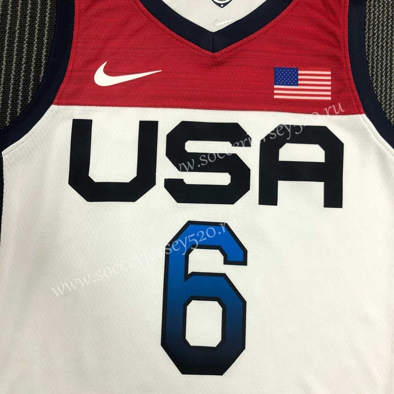 2021 Olympics USA White #6 NBA Jersey-311