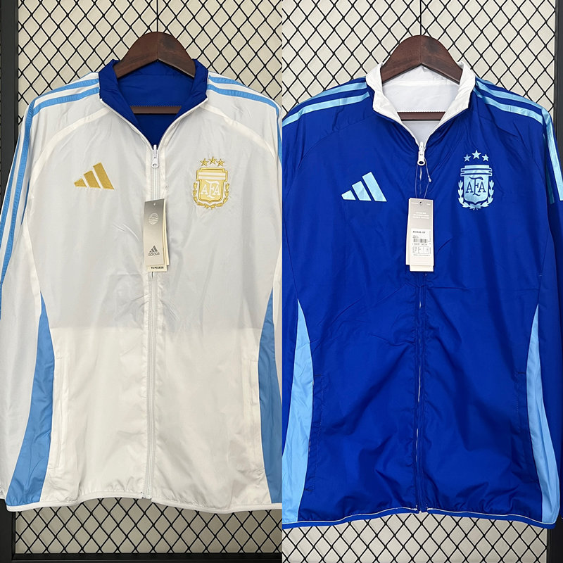 (S-3XL)2024-2025 Argentina Blue&White Double-Sided Wear Thailand Trench Coats-0255