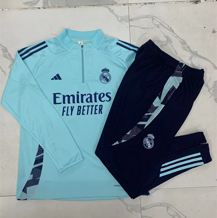 2024-2025 Real Madrid Light Green Thailand Soccer Tracksuit-815