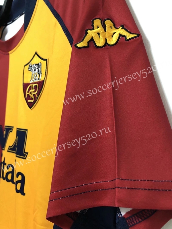 Retro Version 00-01 Roma Home Red&Yellow Thailand Soccer Jersey AAA-811