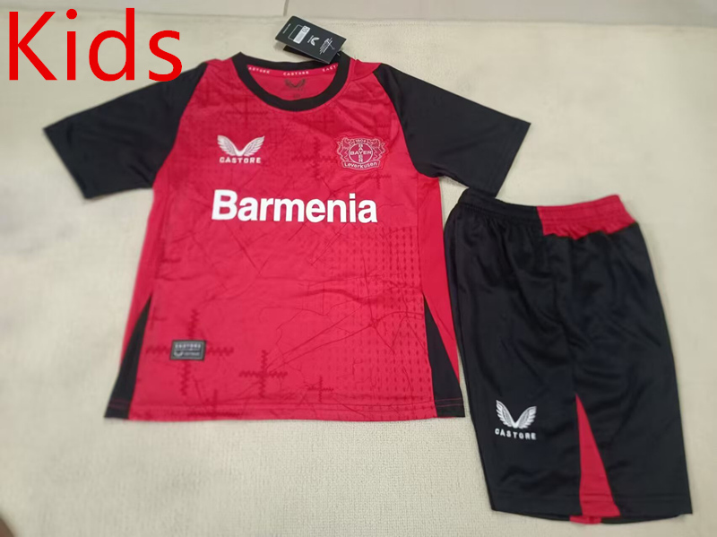 2024-2025 Bayer 04 Leverkusen Home Red Kid/Youth Soccer Uniform-507
