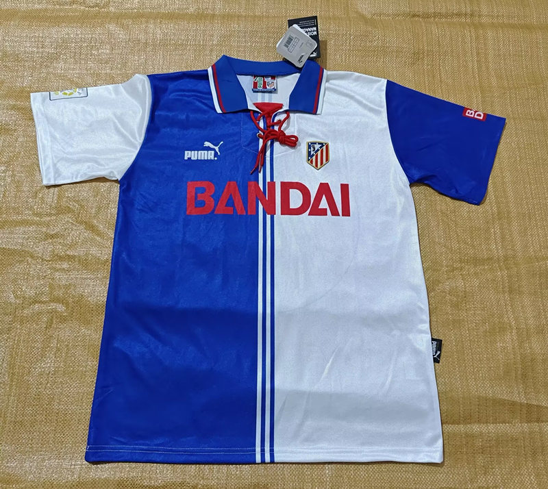 Retro Version 96-97 Atletico Madrid 2nd Away Blue&White Thailand Soccer Jersey AAA-0141