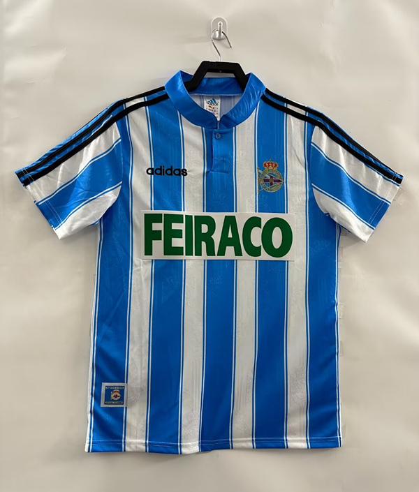 Retro Version 97-98 Deportivo La Coruña Home Blue&White Thailand Soccer Jersey AAA-811