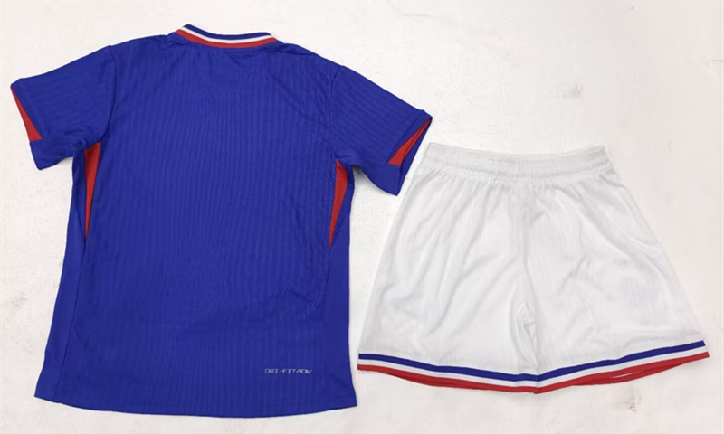 Player Version 2024-2025 France Home Blue Kids/Youth Soccer Uniform-9926