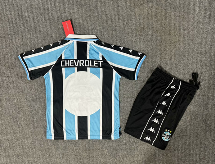 Retro Version 2000 Grêmio FBPA Home Blue&Black Kid/Youth Soccer Uniform-6748