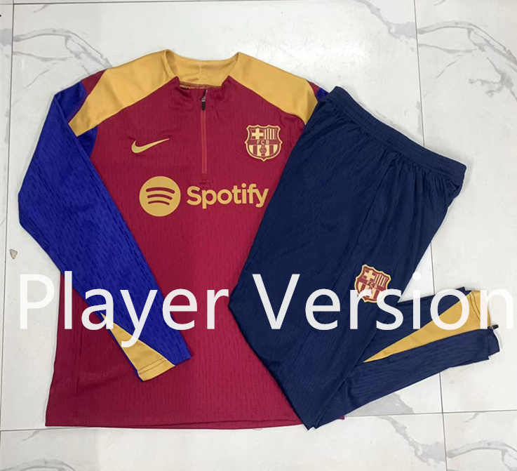 Player Version 2024-2025 Barcelona Maroon Thailand Soccer Tracksuit-815