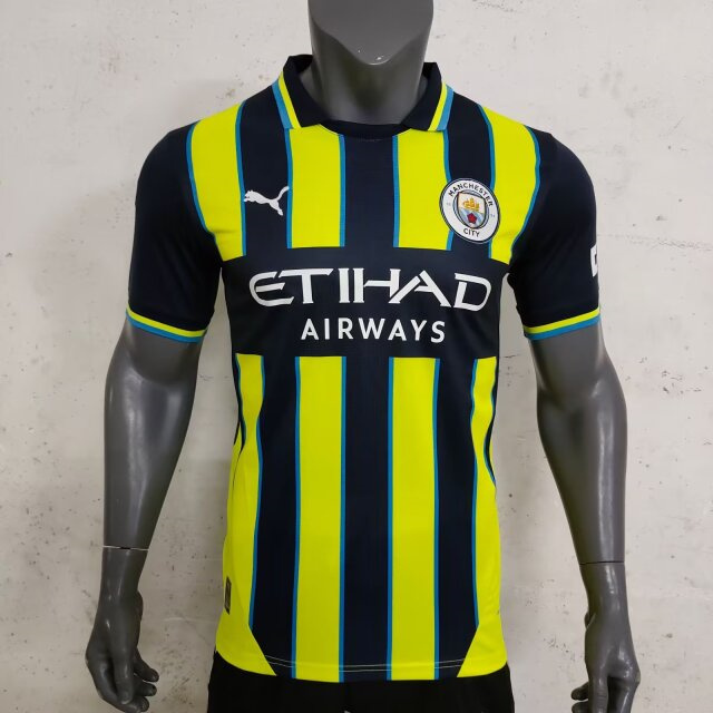 2024-25 Manchester City Away Blue&Yellow Thailand Soccer Jersey AAA-416