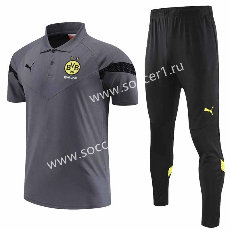2023-2024 Borussia Dortmund Light Gray Thailand Polo Uniform-4627
