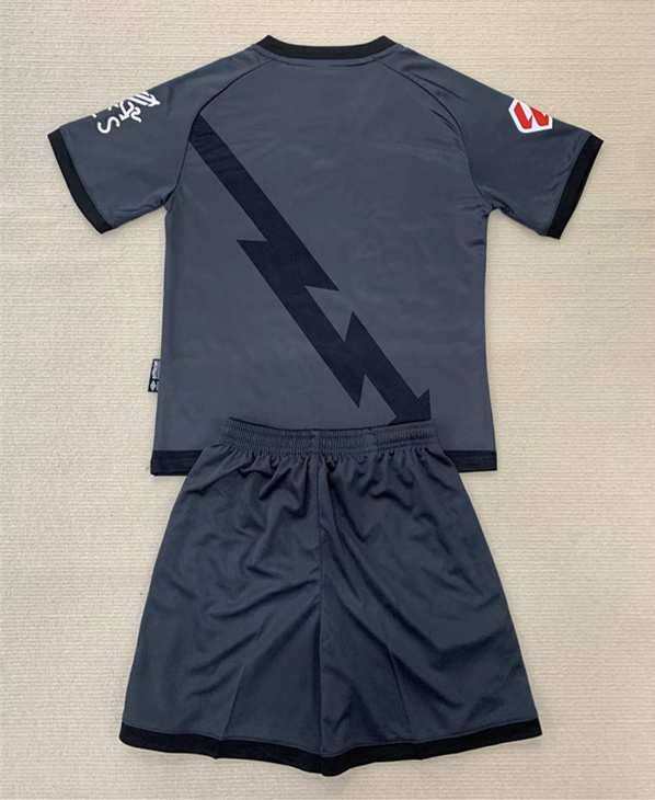 2024-2025 Rayo Vallecano 2nd Away Black&Gray Kids/Youth Soccer Unifrom-AY