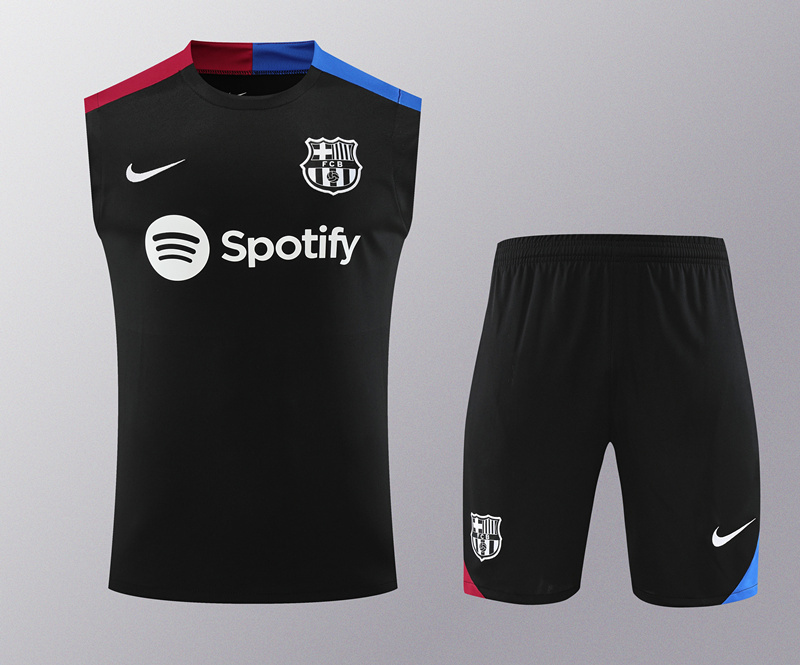 2024-2025 Barcelona Black Thailand Soccer Vest Uniform-418