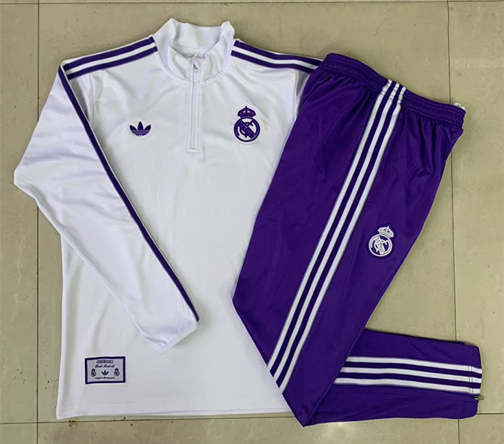 2025-26 Real Madrid White Thailand Soccer Tracksuit-815