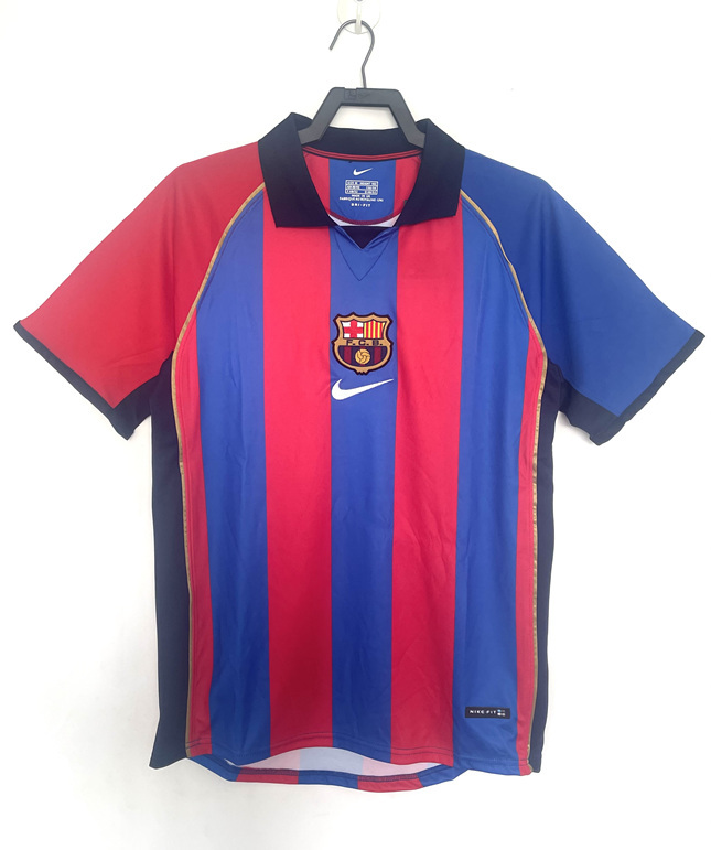 Retro Version 01-02 Barcelona Home Red&Blue Thailand Soccer Jersey AAA-811
