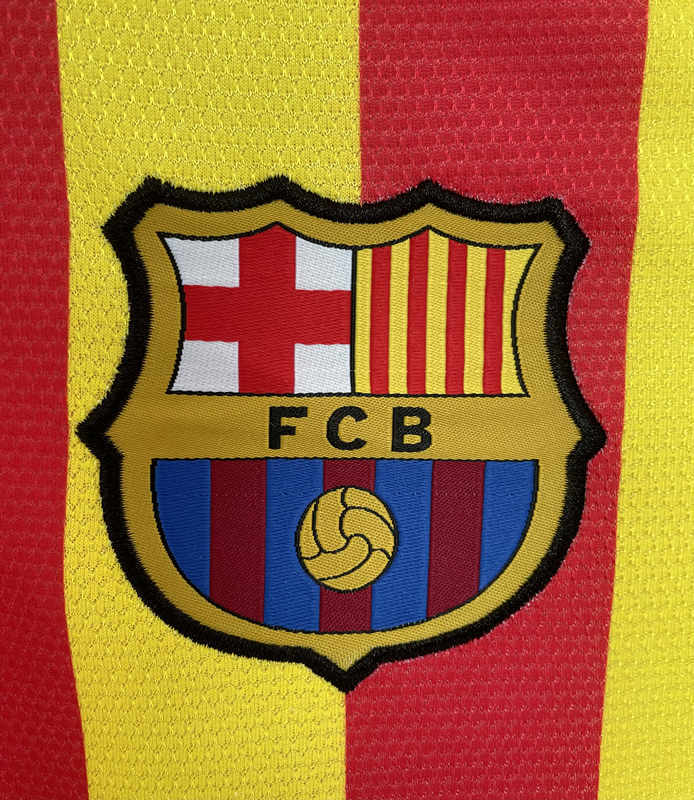 Retro Version 13-14 Barcelona Away Yellow&Red Thailand Soccer Jersey AAA-811
