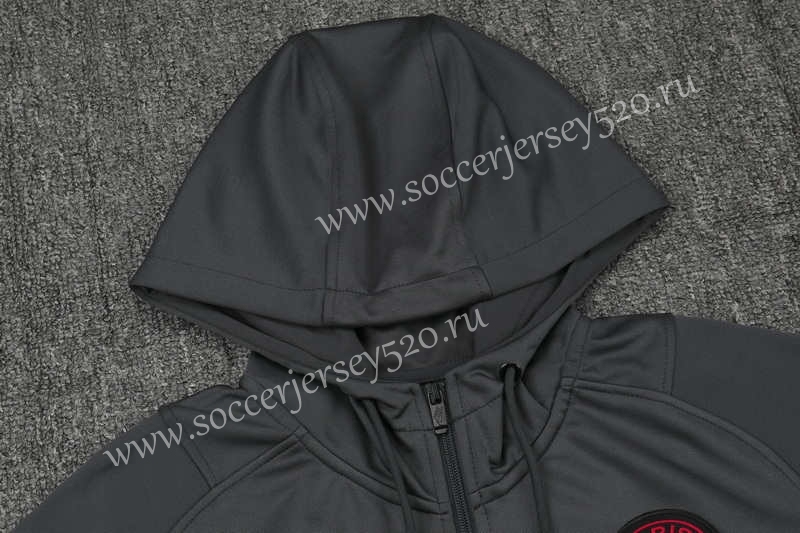 2021-2022 Paris SG Grey Thailand Jacket Uniform With Hat-GDP