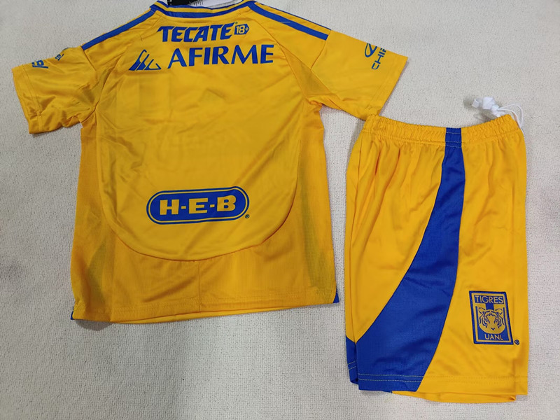 2024-2025 Tigres UANL Home Yellow Kids/Youth Soccer Uniform-507