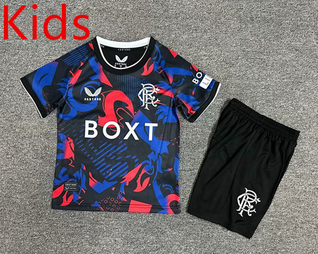 2024-2025 Rangers 2nd Away Blue&Black Kids/Youth Soccer Uniform-7809