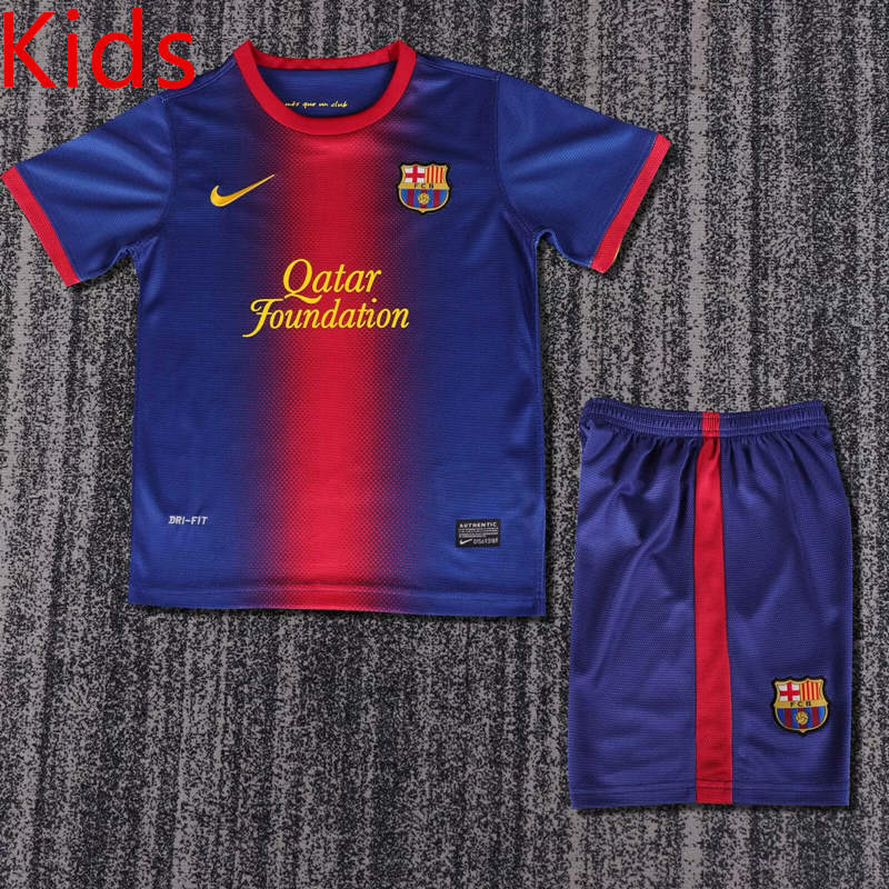 Retro Version 12-13 Barcelona Home Red&Blue Kid/Youth Soccer Uniform-6748