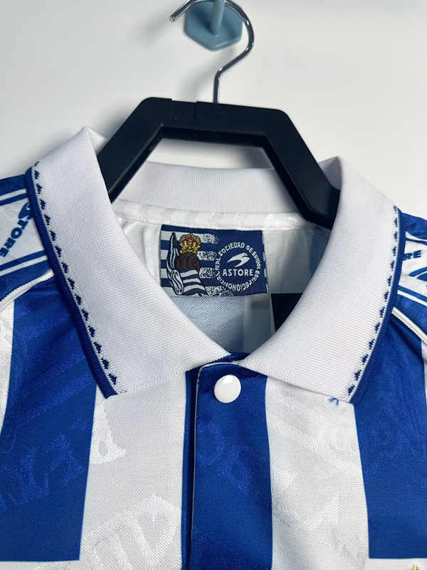 Retro Version 94-95 Real Sociedad Home Blue&White Thailand Soccer Jersey AAA-811