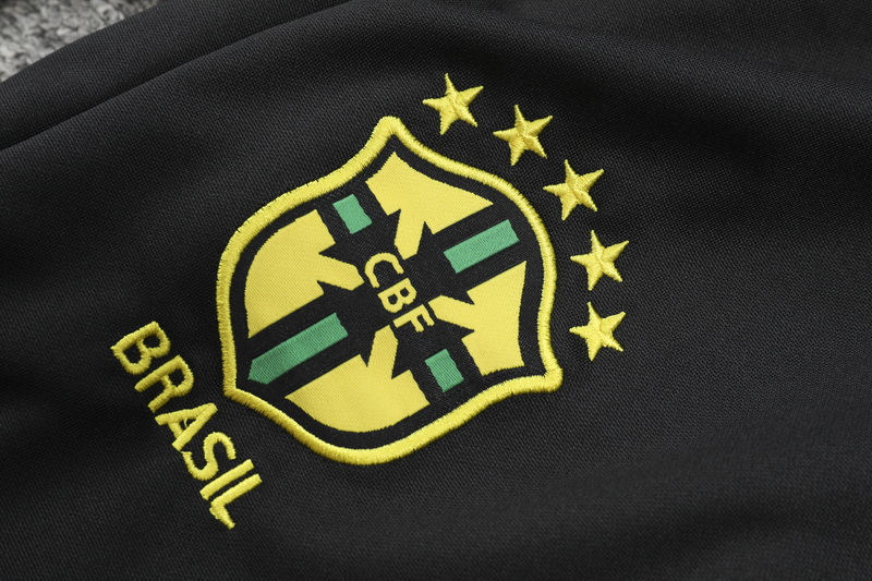 (S-3XL) 2024-2025 Brazil Black Thailand Soccer Tracksuit-GDP