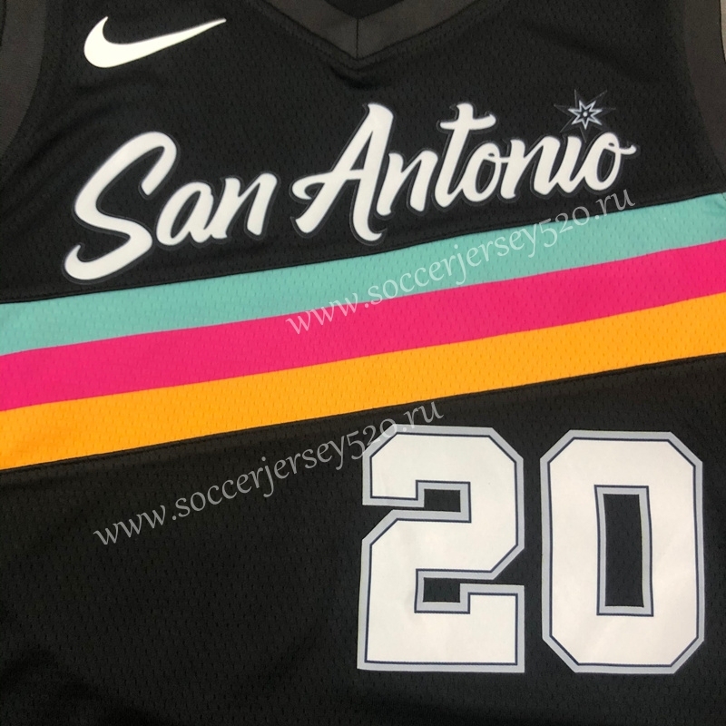 City Version 2021-2022 San Antonio Spurs Black #20 NBA Jersey-311