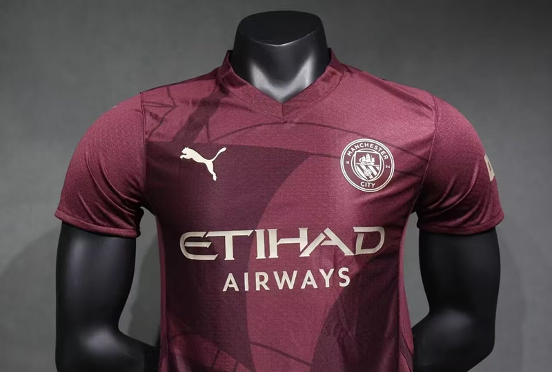 (S-3XL) Player Version 2024-2025 Manchester City 2nd Away Dark Red Thailand Soccer Jersey AAA-518