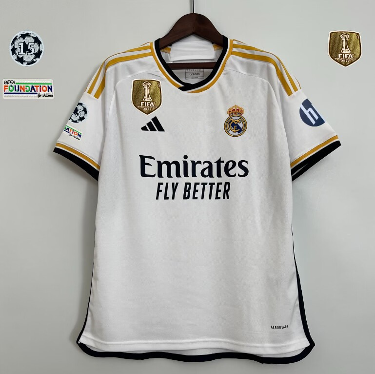 (With Patch) (S-4XL) 2023-2024 Real Madrid Home White Thailand Soccer Jersey AAA