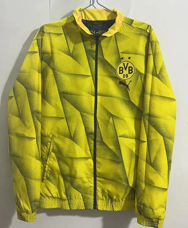(S-3XL) 2024-2025 Borussia Dortmund Yellow&Black Double-Sided Wear Thailand Trench Coats-0255