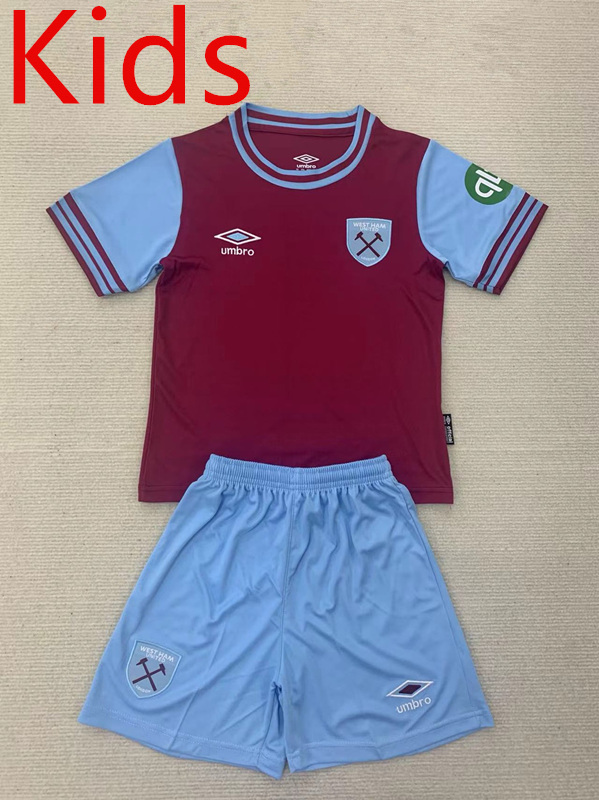 2024-2025 West Ham United Home Red&Blue Kids/Youth Soccer Uniform-AY