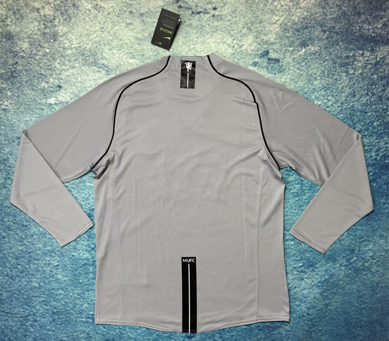 Retro Version 2007-2008 Manchester United Light Grey Thailand Soccer LS Jersey AAA-6590