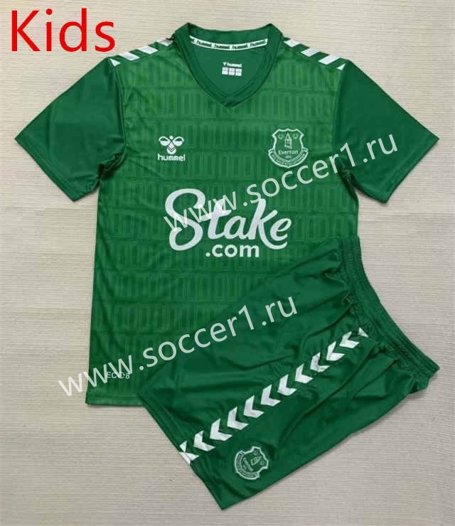 2023-2024 Everton Goalkeeper Green Kids/Youth Soccer Uniform-0299