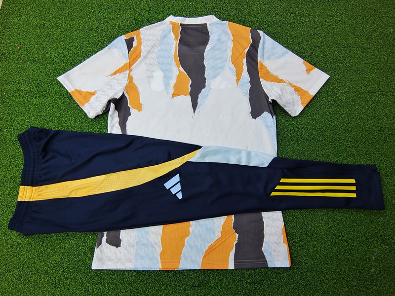 Player Version 2024-2025 Real Madrid White&Orange Short-Sleeve Thailand Soccer Tracksuit-9926
