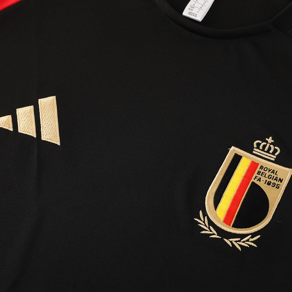 2024-2025 Belgium Black Short-sleeved Thailand Soccer Tracksuit-LH