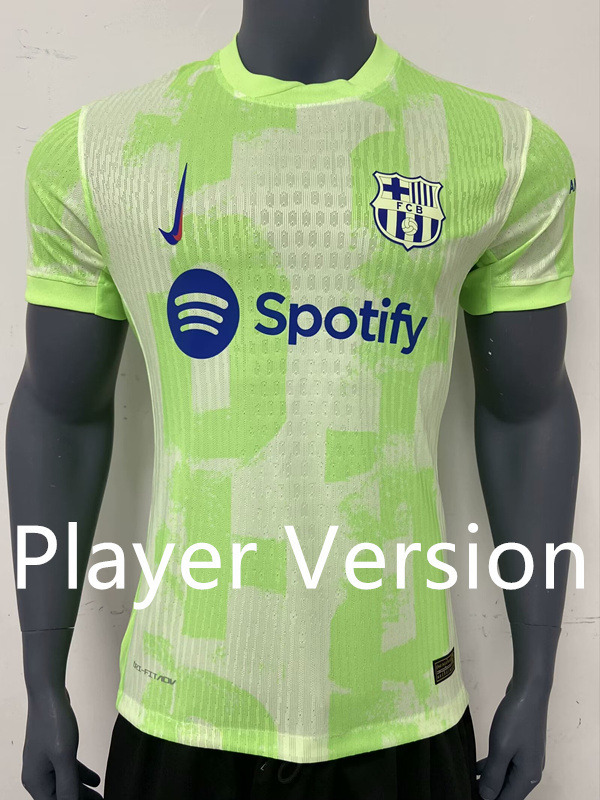 Player Version 2024-2025 Barcelona 2nd Away Green Thailand Soccer Jersey AAA-9056