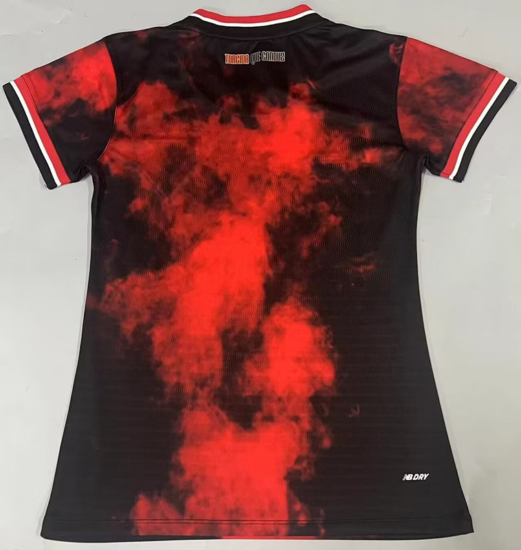 2024-2025 Sao Paulo Futebol 2nd Away Red&Black Thailand Women Soccer Jersey AAA-908