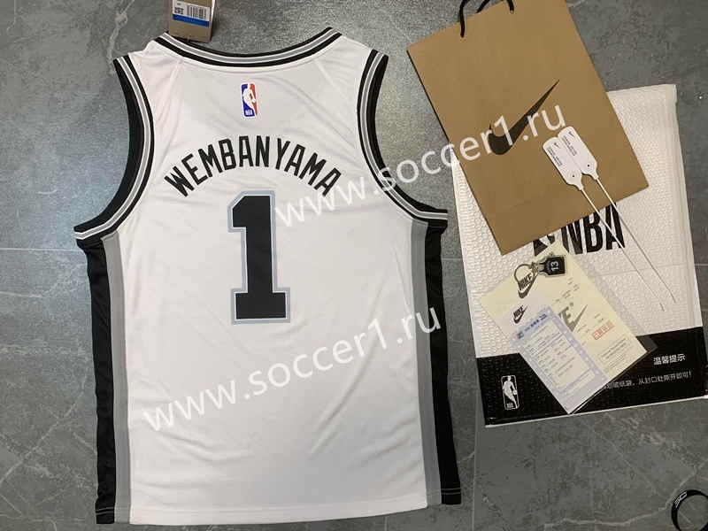 2023 League Edition AJ San Antonio Spurs White #1 NBA Jersey-SN