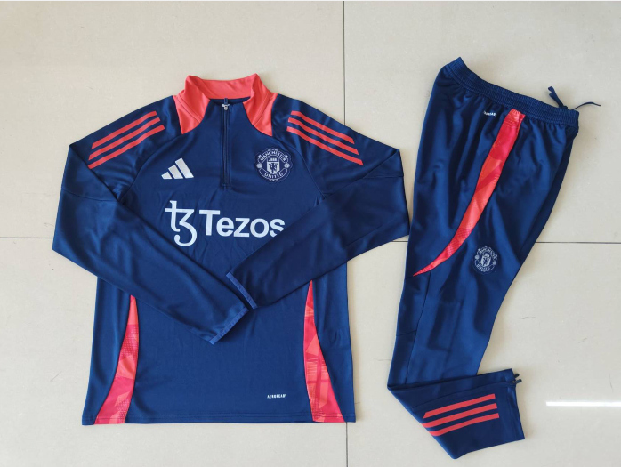 (S-3XL) 2024-2025 Manchester United Up-cyan Thailand Soccer Tracksuit Uniform-GDP