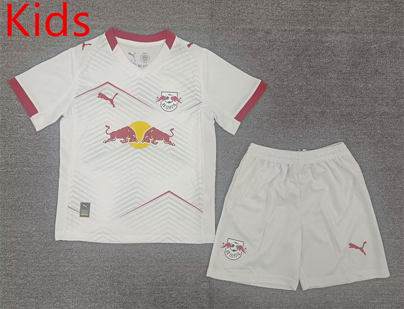 2025-26 RB Leipzig Home White Youth/Kids Soccer Uniform-3874