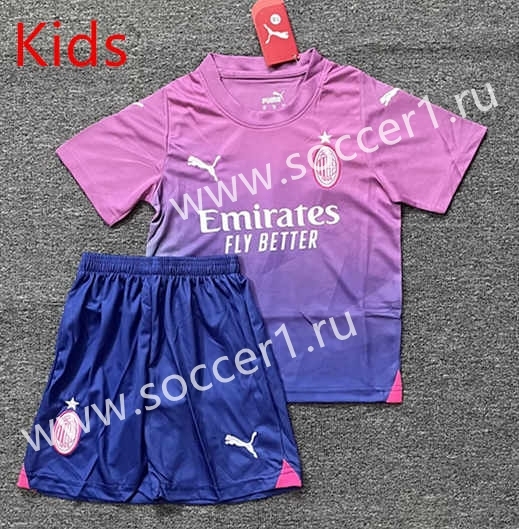 2023-2024 AC Milan 2nd Away Purple Kids/Youth Soccer Uniform-DD1
